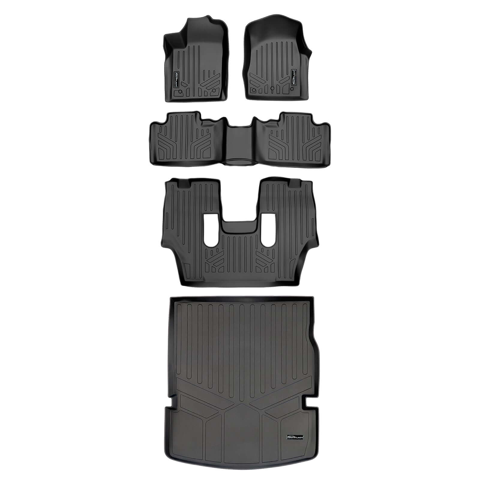 Smart Trim™ Floor Liners For 13-16 Durango with 1st Row Dual Floor Hooks & 2nd Row Bucket Seats