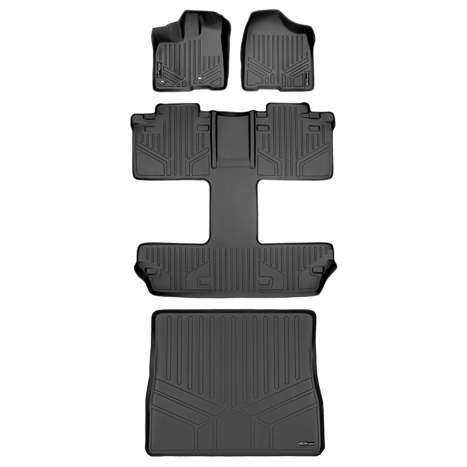 Smart Trim™ Floor Liners For 2013 2020 Sienna 7 Passenger Model with Power Folding 3rd Row Seats