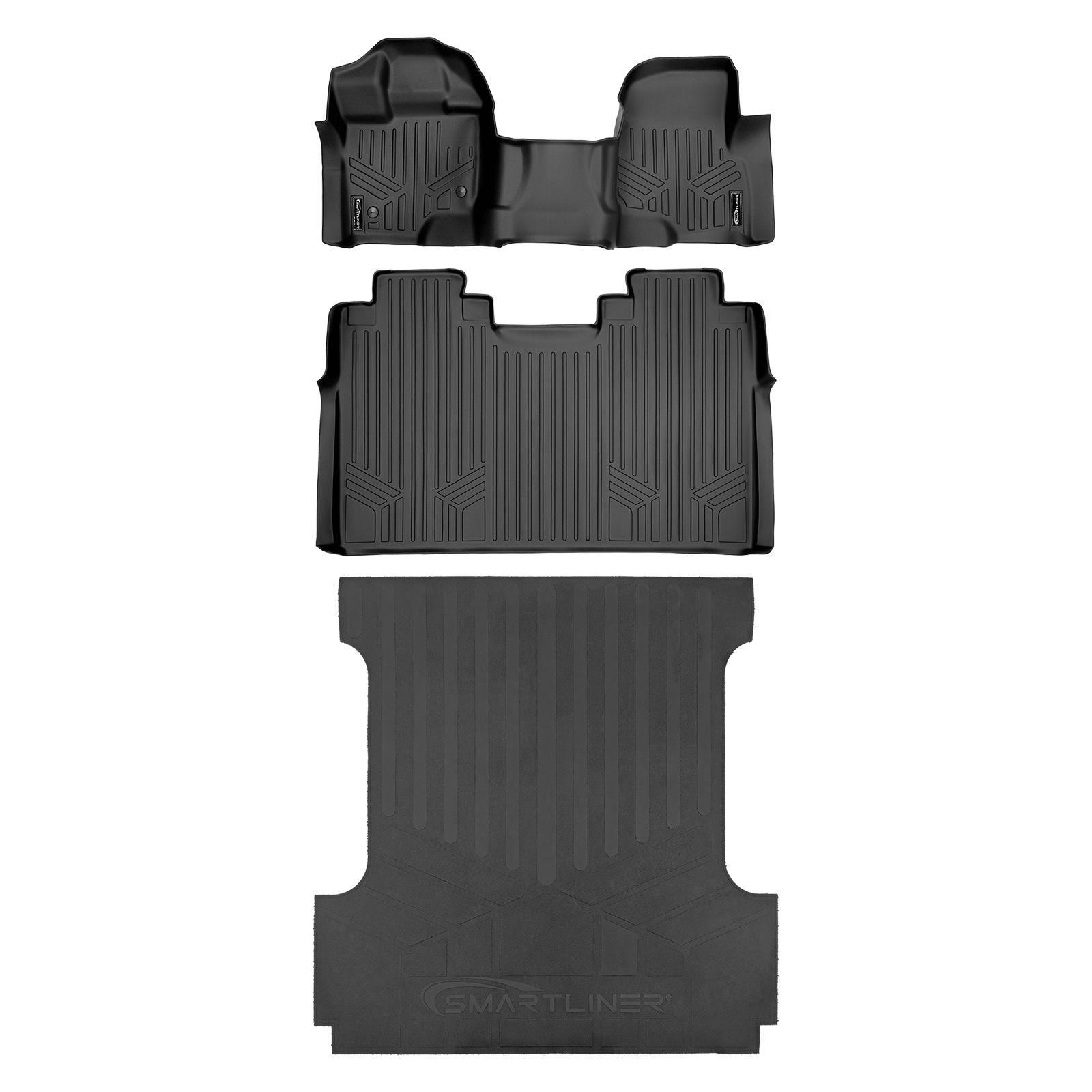 SmartCoverage™ Floor Liners For 2015-2025 Ford F-150 SuperCrew Cab (1st Row Bench) No 2nd Row Underseat Storage (Vinyl)