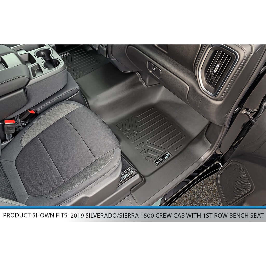 SMARTLINER Custom Fit Floor Liners For 2019-2026 GMC Sierra 1500 Double Cab with Carpet Flooring and 1st Row Bench Seat and OTH Coverage (without 2nd Row Under Seat Storage)