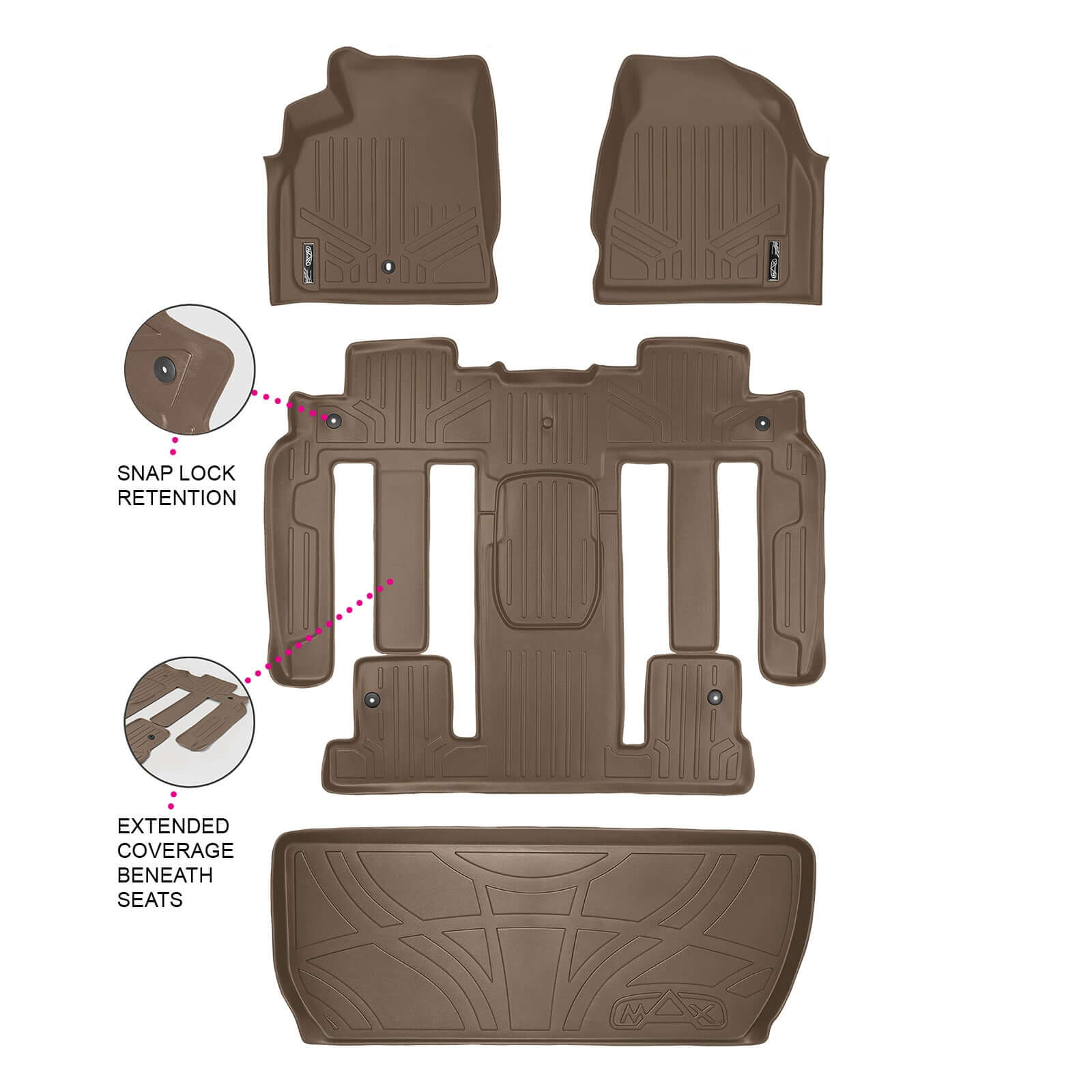 SMARTLINER Floor Liners for 2009-2010 Chevrolet Traverse (2nd Row Bucket)