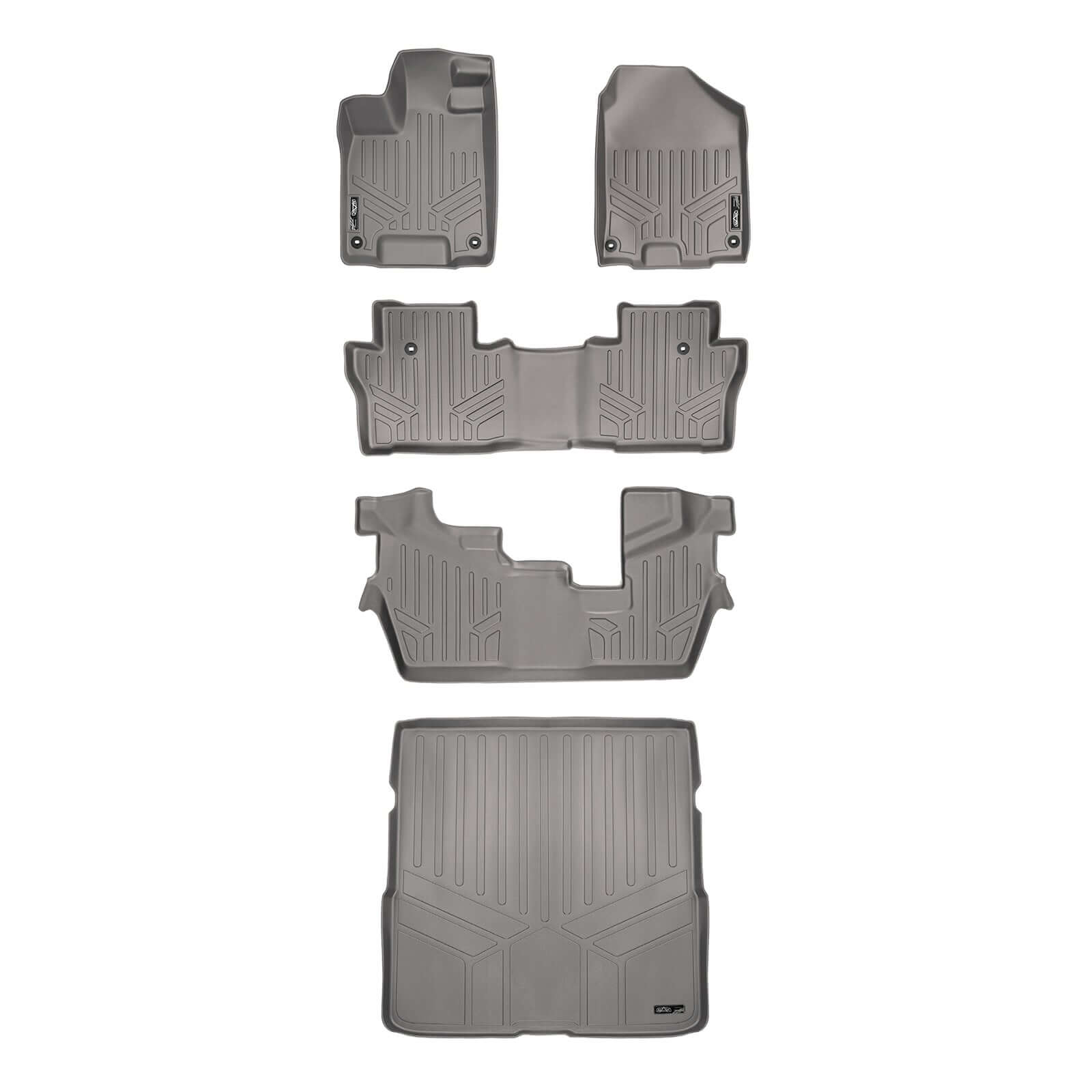 SMARTLINER Custom Fit Floor Liners For 2016-2022 Honda Pilot (8 Passenger Model)