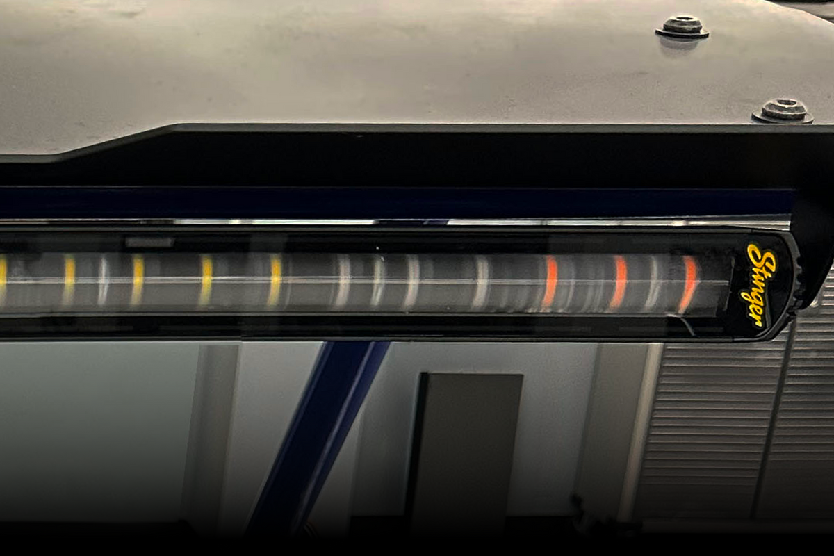 Stinger LED light bar with yellow and orange internal light segments
