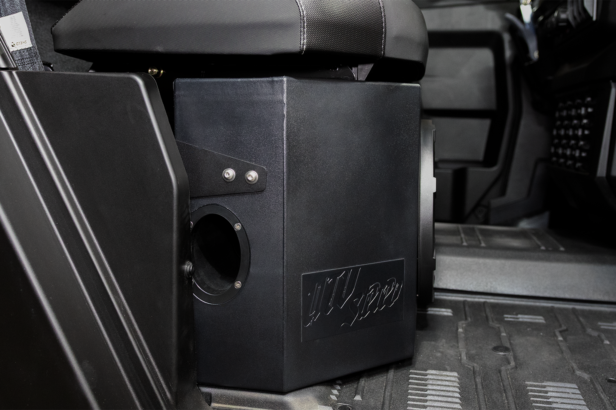 Can-Am® Defender HD11 Vented 10" Rear Passenger Subwoofer Enclosure Unloaded | UTVS-DEF2-VENC-PASS-10-REAR