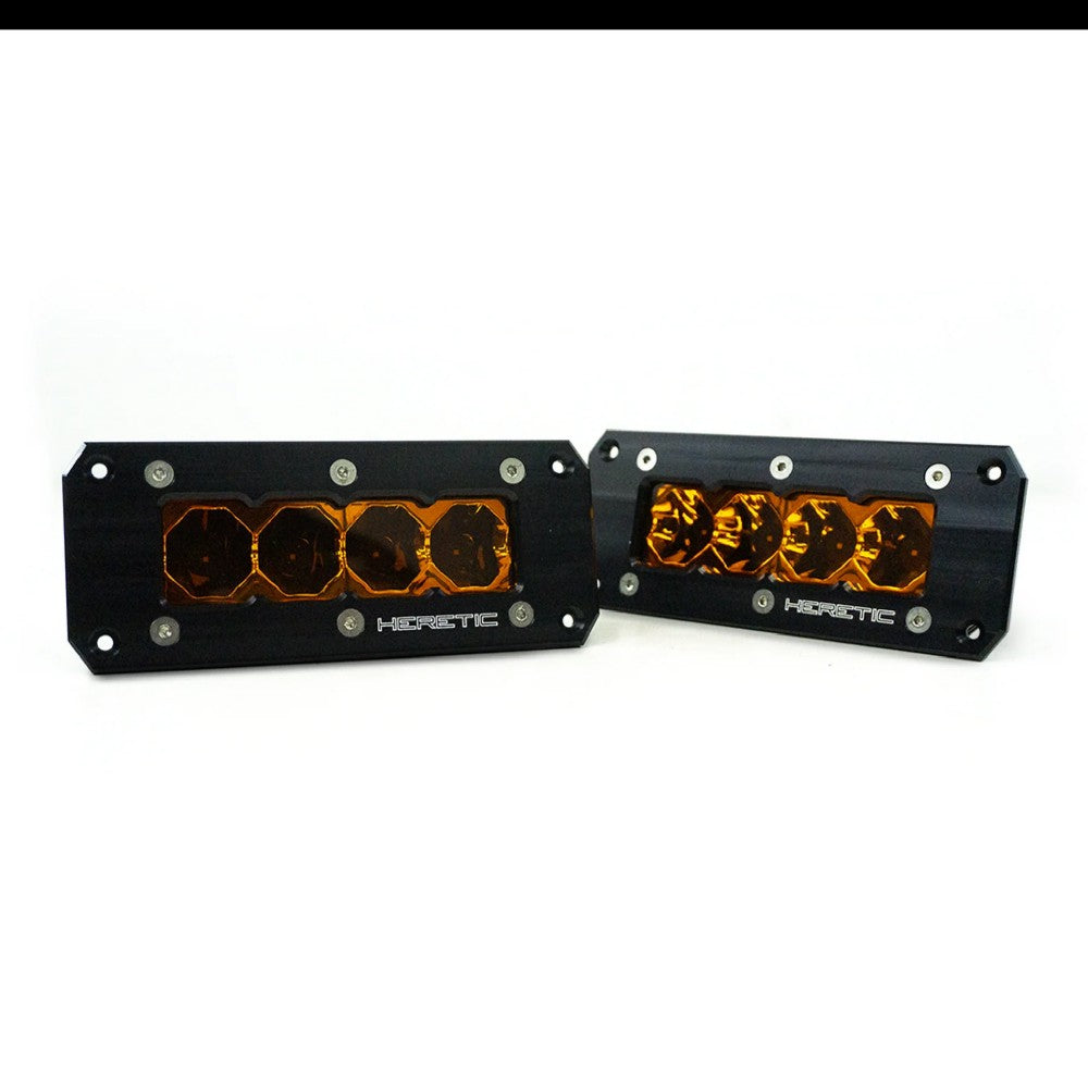 Heretic BA-4 Flush Mount Amber LED Pod Light - 2 Pack