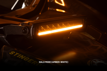 Stinger LED light bar glowing with amber halo mode