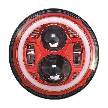 Hydrus 7" LED Headlight with Amber/White Halo - Red