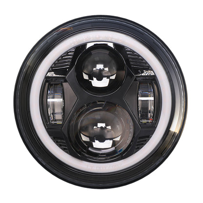 Hydrus 7" LED Headlight with Amber/White Halo - Black