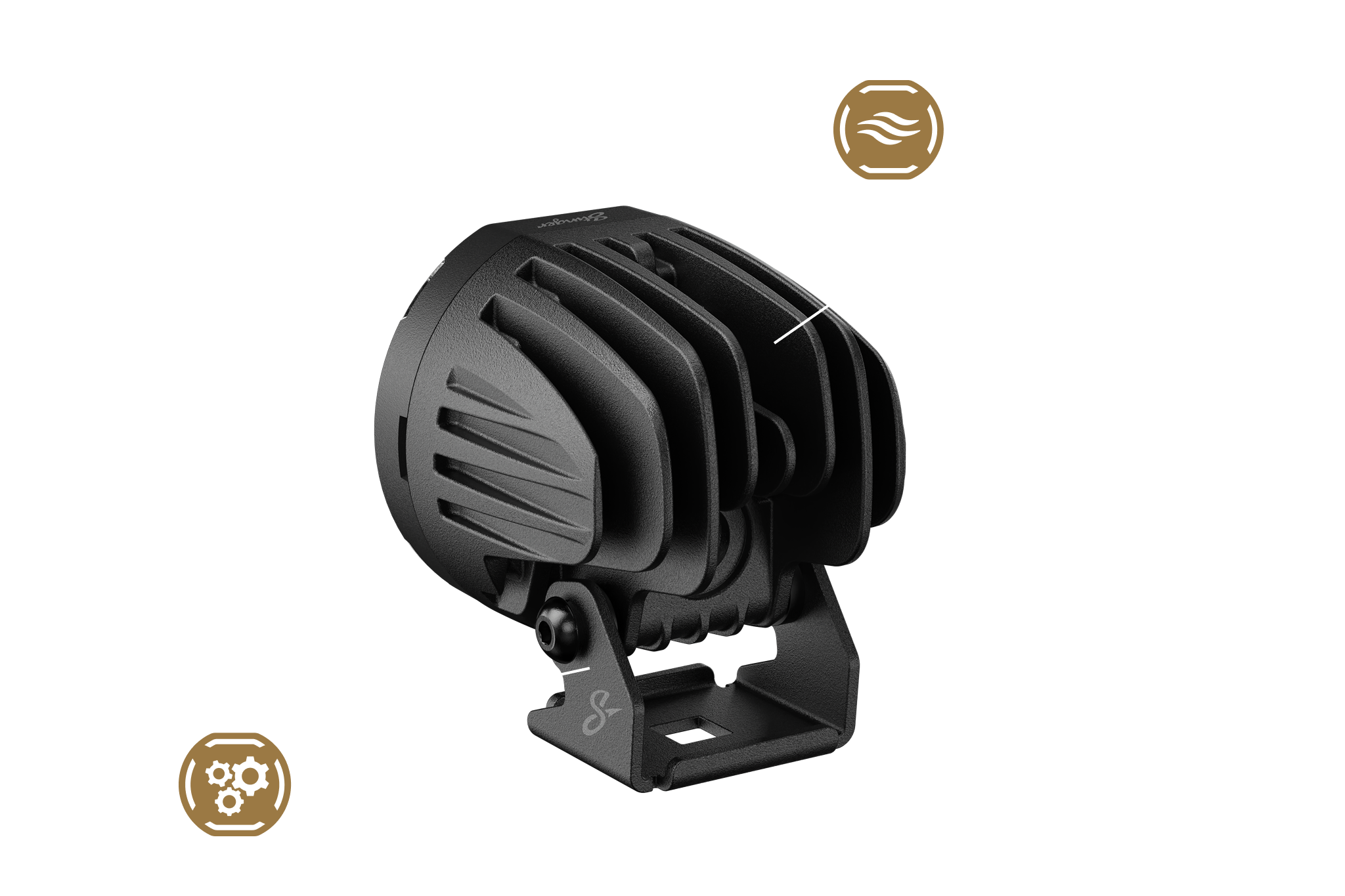 Stinger LED work light with heat sink fins and mounting bracket