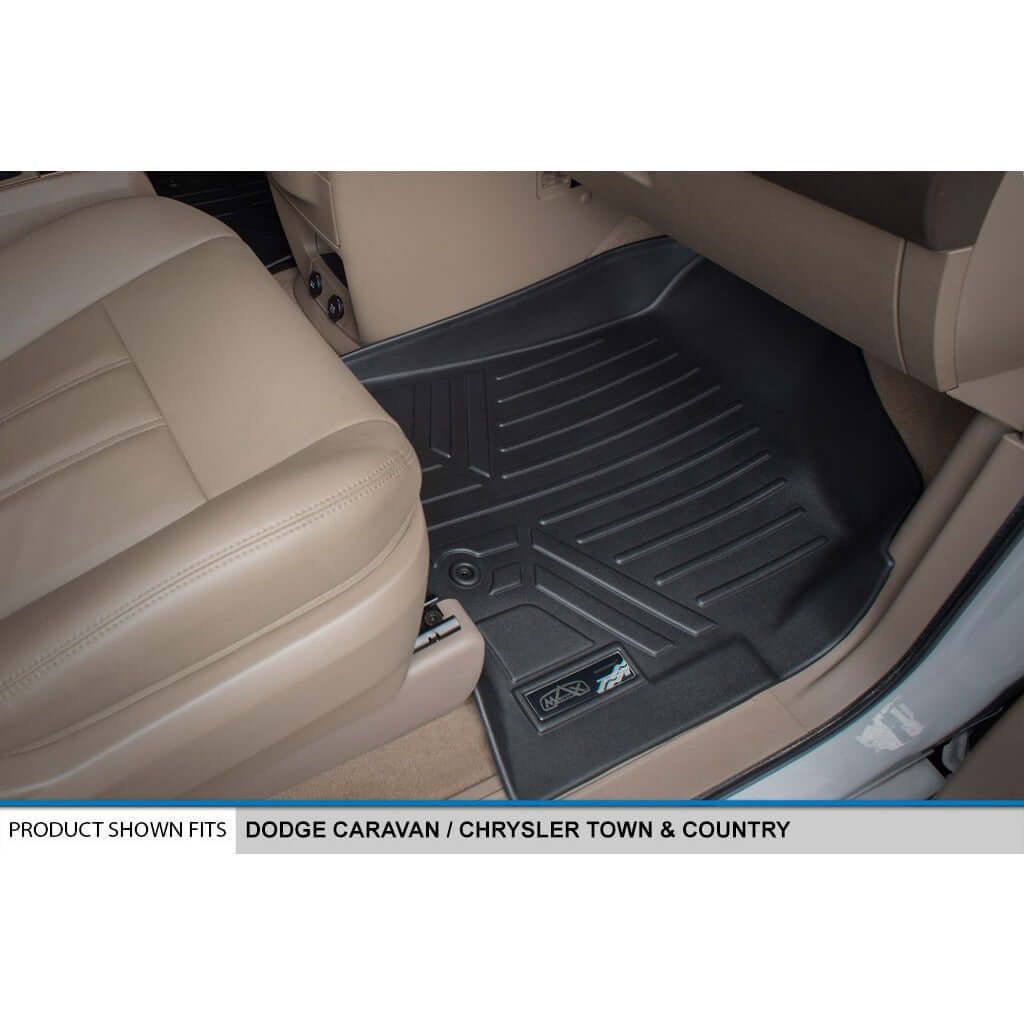 Smart Trim™ Floor Liners For 2013-2020 Dodge Grand Caravan (2nd Row Bucket) (1st Row Console)
