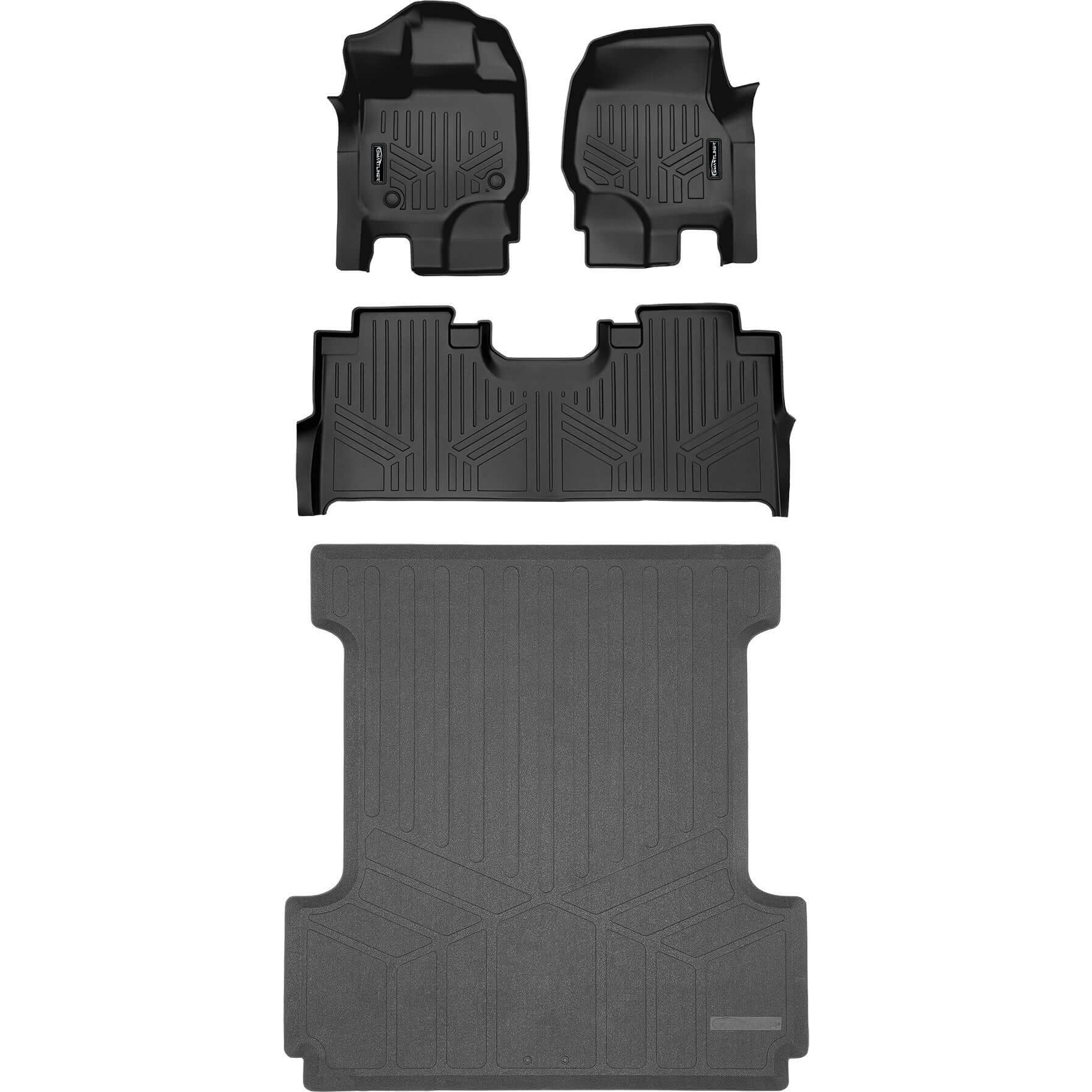 SmartCoverage™ Floor Liners For 2015-2026 Ford F-150 (1st Row Bucket) & OEM 2nd Row Under Seat Storage (Vinyl)