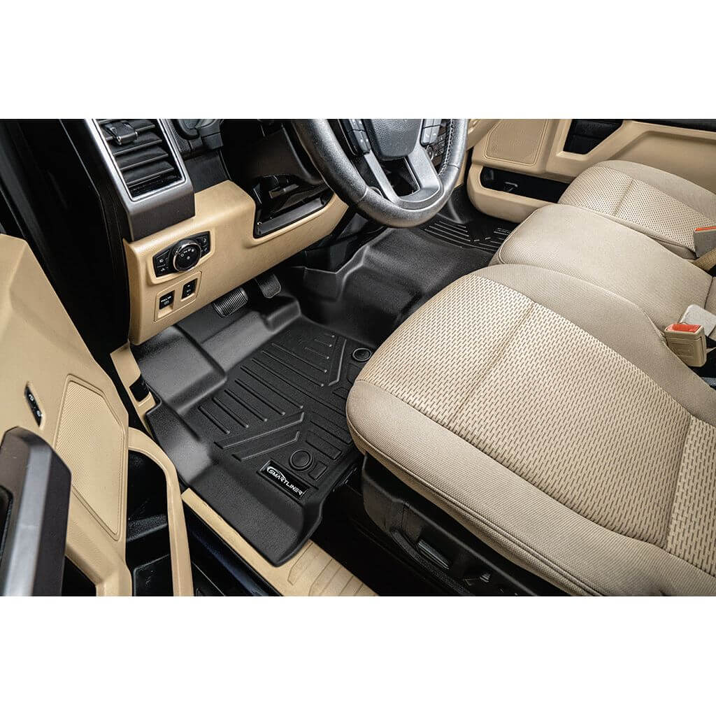 SmartCoverage™ Floor Liners For 2015-2025 Ford F-150 SuperCrew Cab (1st Row Bench) No 2nd Row Underseat Storage (Vinyl)