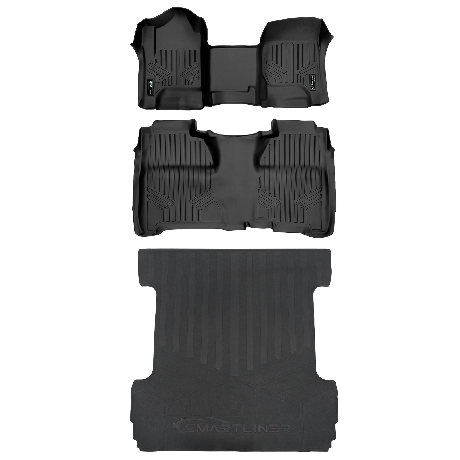 SMARTLINER Floor Liners for Crew Cab 2014-2018 Silverado/Sierra 1500 - 2015-2021 2500/3500 HD