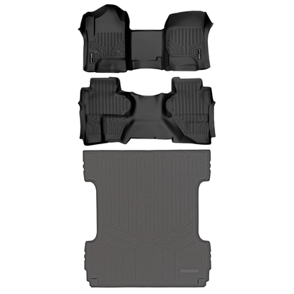SMARTLINER Floor Liners for 2019 Silverado 1500 LD/ GMC Sierra 1500 LD Double Cab (Over the Hump Coverage)