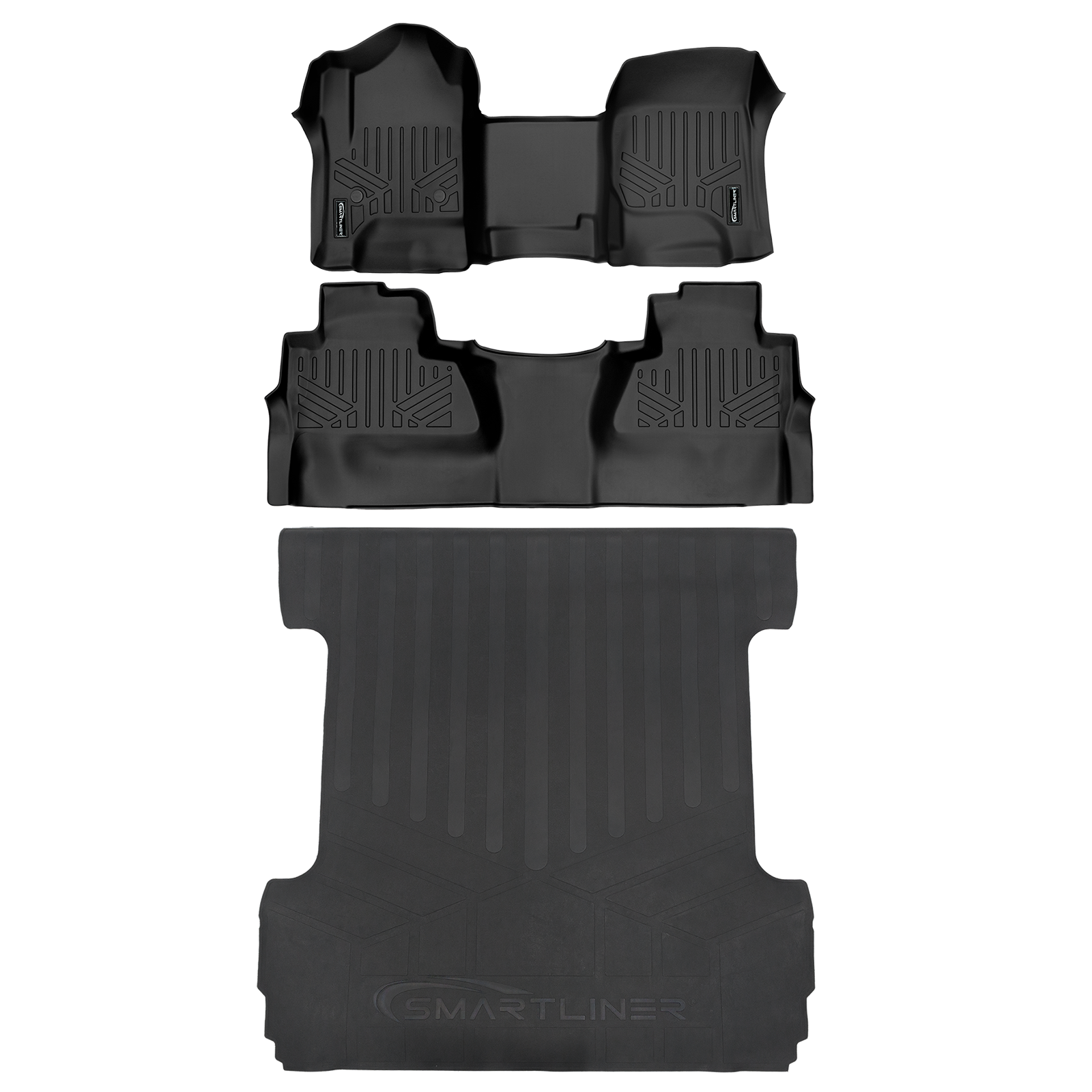 SMARTLINER Floor Liners for GMC Sierra 1500 Crew Cab 2014 - 2018 (Carpeted flooring) 1st Row Bench Half coverage
