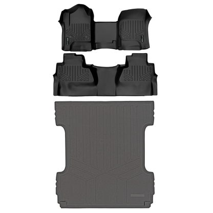 SMARTLINER Floor Liners for GMC Sierra 1500 Crew Cab 2014 - 2018 (Carpeted flooring) 1st Row Bench Half coverage
