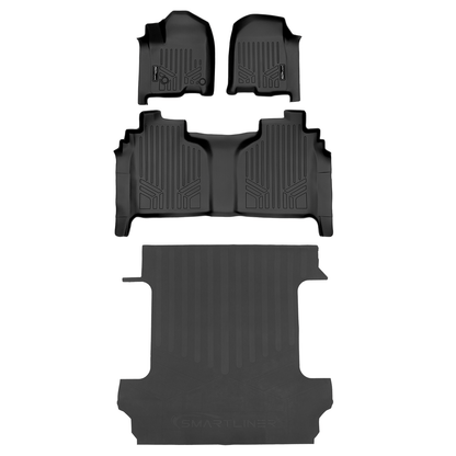 SmartCoverage™ Floor Liners For 2019-2026 Chevy Silverado 1500 Crew Cab (1st Row Bench) (OTH Coverage) | Carpet | [2nd Row Storage]