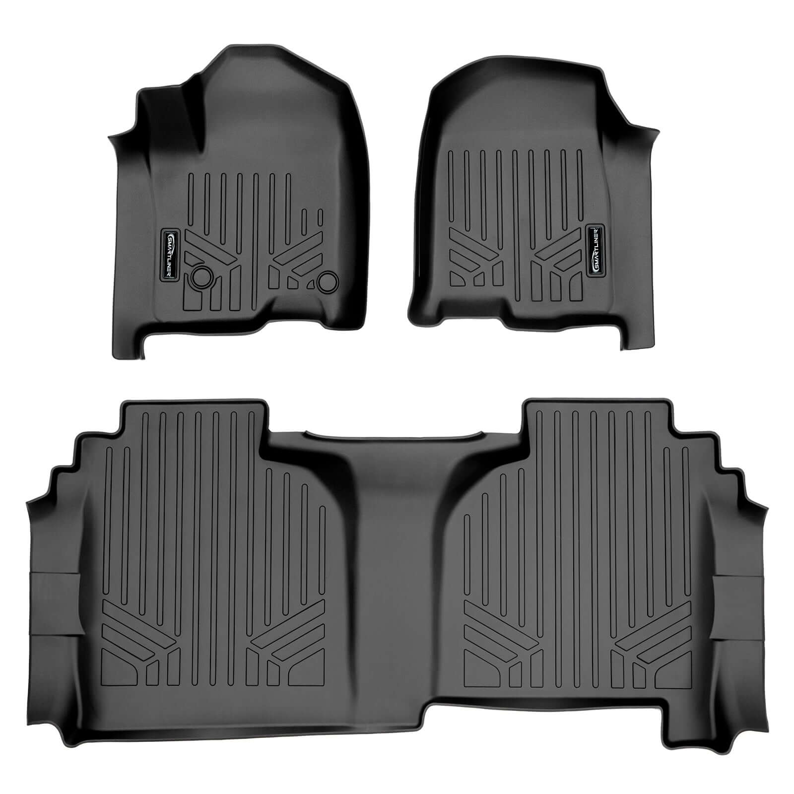 Smart Trim™ Floor Liners For 2019-2026 Chevy Silverado 1500 Double Cab | Carpet | (1st Row Bench) without OTH coverage [No 2nd Row Storage]
