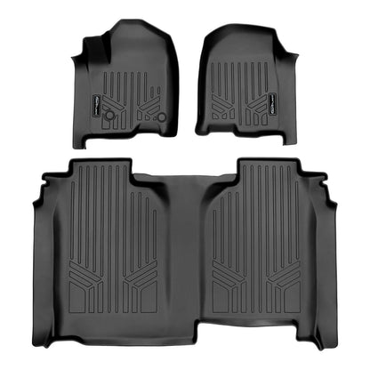 SmartCoverage™ Floor Liners For 2019-2026 Chevy Silverado 1500 Crew Cab (1st Row Bench) (No OTH) | Carpet | [No 2nd Row Storage]