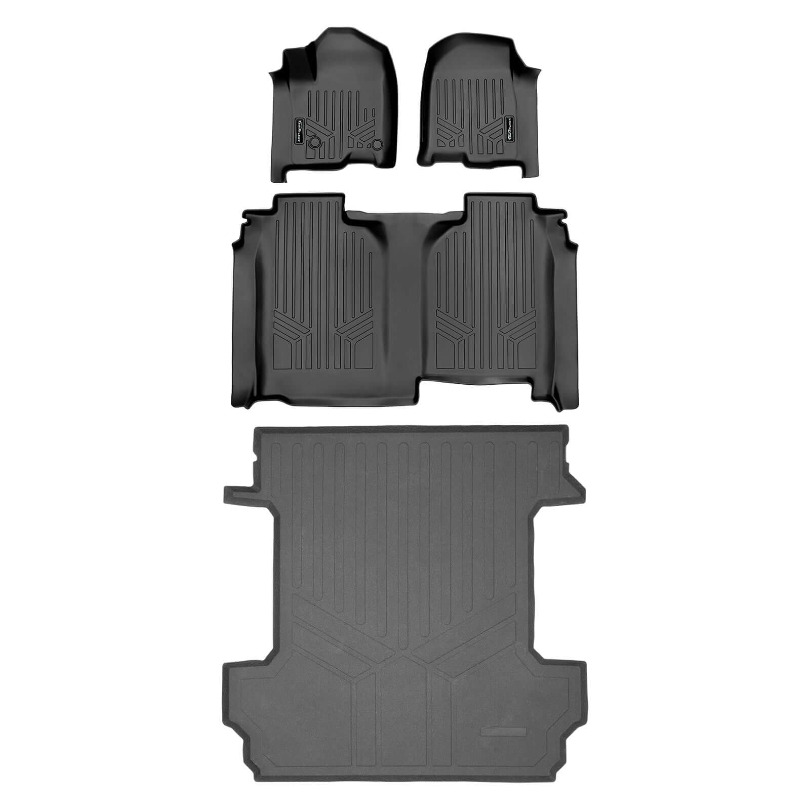 SmartCoverage™ Floor Liners For 2019-2026 Chevy Silverado 1500 Crew Cab (1st Row Bucket) | Carpet | [No 2nd Row Storage]