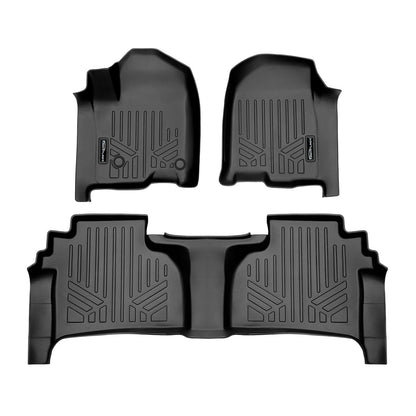 SMARTLINER Floor Liners for 2020-2025 Chevy Silverado 2500 HD | 3500 HD (Double Cab|Carpet|(1st Row Bench)|(No OTH)|[2nd Row Storage]