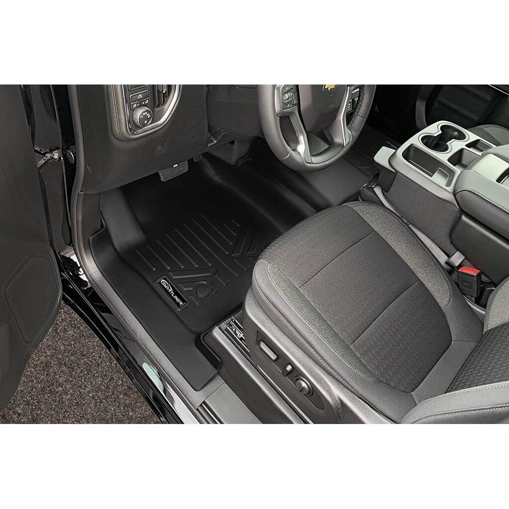 SmartCoverage™ Floor Liners For 2019-2026 Chevy Silverado 1500 Crew Cab (1st Row Bench) (OTH Coverage) | Carpet | [2nd Row Storage]