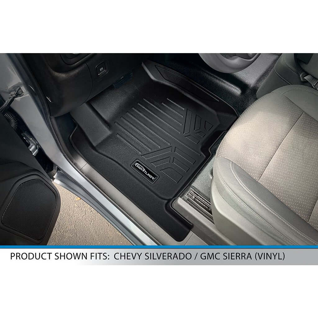 SMARTLINER Custom Fit Floor Liners For 2019-2026 GMC Sierra 1500 Double Cab With 1st Row Bucket Seats & Vinyl Flooring