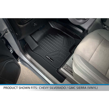 SMARTLINER Custom Fit Floor Liners For 2019-2026 GMC Sierra 1500 Double Cab With 1st Row Bucket Seats & Vinyl Flooring