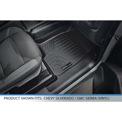 SMARTLINER Custom Fit Floor Liners For 2019-2026 GMC Sierra 1500 Double Cab With 1st Row Bench Seat (No OTH Coverage) & Vinyl Flooring