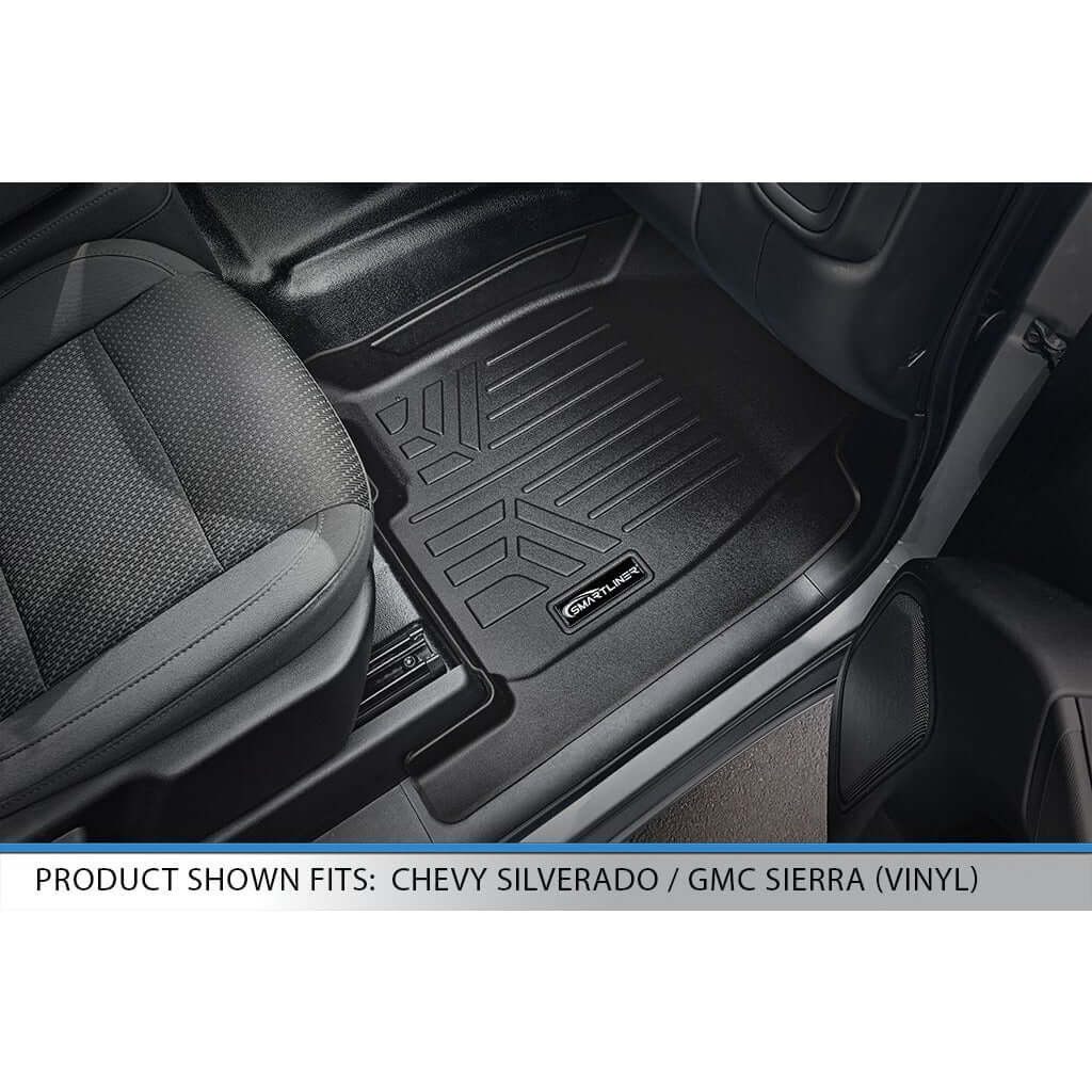 SMARTLINER Custom Fit Floor Liners For 2019-2026 Chevrolet Silverado 1500 Double Cab With 1st Row Bench Seat (No OTH Coverage) & Vinyl Flooring