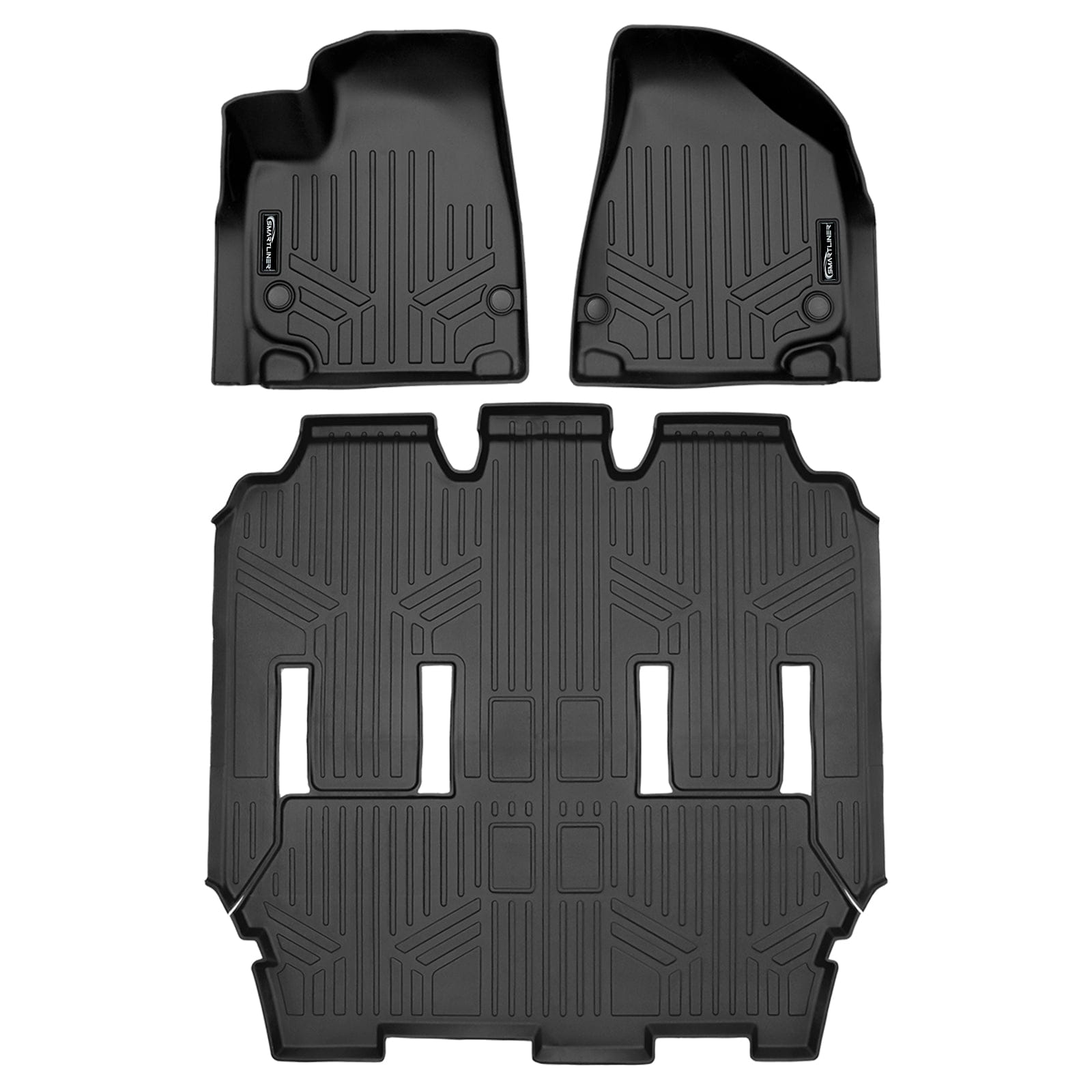 SMARTLINER Black 3 Row Liner Set & Cargo Liner Behind 3rd Row Compatible With 2021-2026 Chrysler Pacifica (Fits Pinnacle)