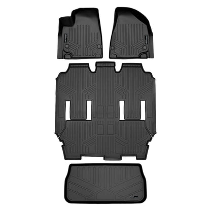SMARTLINER Black 3 Row Liner Set & Cargo Liner Behind 3rd Row Compatible With 2021-2026 Chrysler Pacifica (Fits Pinnacle)
