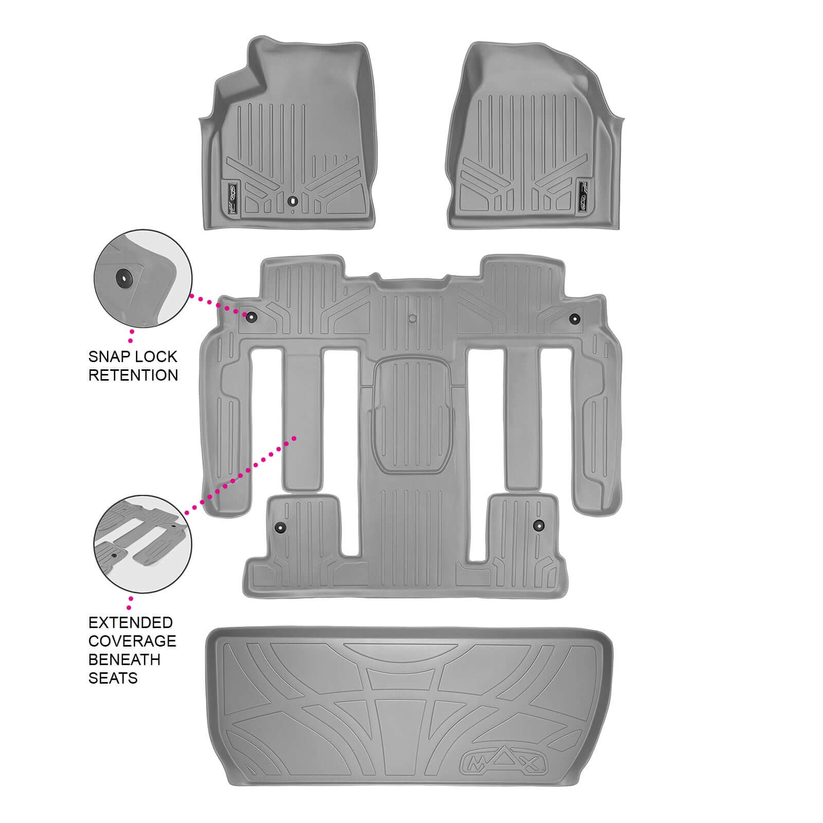 SMARTLINER Floor Liners for 2009-2010 Chevrolet Traverse (2nd Row Bucket)