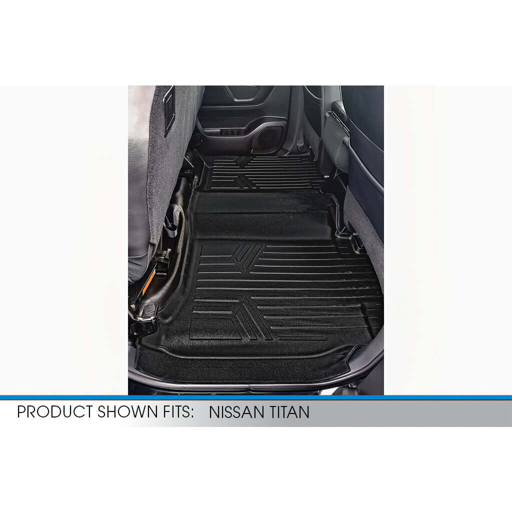 SMARTLINER Floor Liners for Crew Cab 2017-2024 Nissan Titan With Bench Seat and No Under-Seat Storage