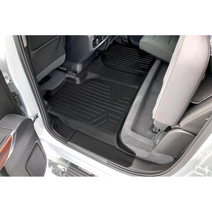 SmartCoverage™ Floor Liners For 2019-2026 Chevy Silverado 1500 / GMC Sierra 1500 Crew Cab | Carpet | (1st Row Bench) (No OTH) [2nd Row Storage]