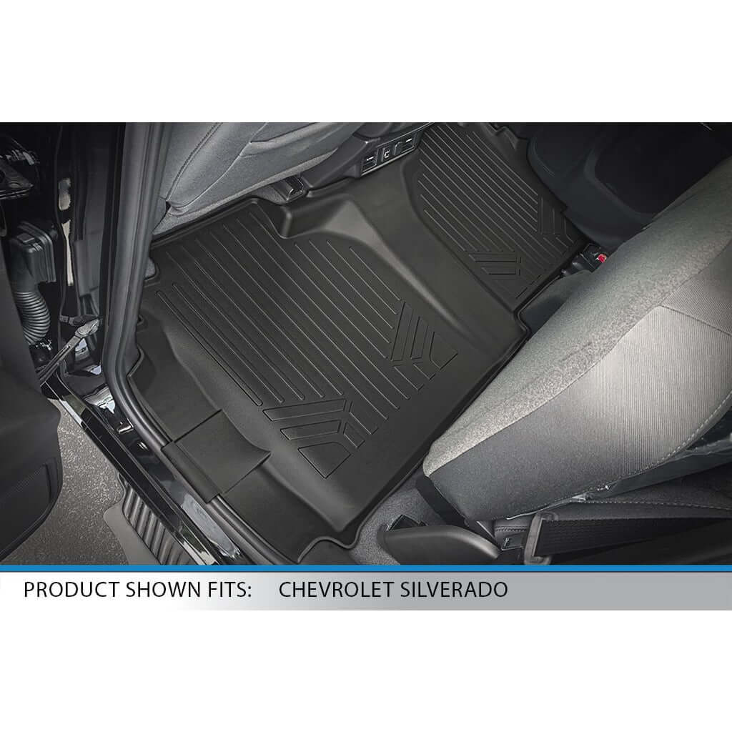 Smart Trim™ Floor Liners For 2019-2026 Chevy Silverado 1500 Double Cab | Carpet | (1st Row Bench) and OTH Coverage [No 2nd Row Storage]