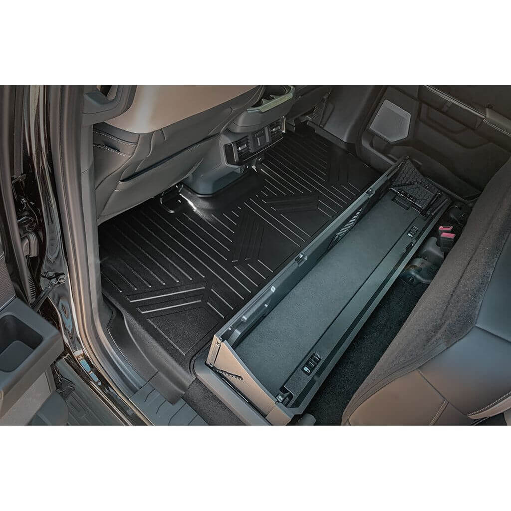 SmartCoverage™ Floor Liners For 2015-2026 Ford F-150 (1st Row Bucket) & OEM 2nd Row Under Seat Storage (Vinyl)