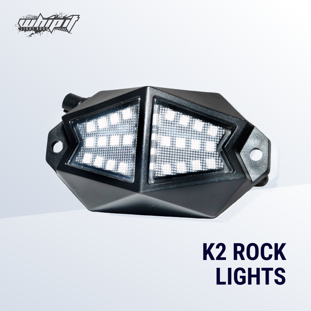 K2 210° Wide-Angle RGB Rock Lights – Bluetooth Control, 300+ Colors