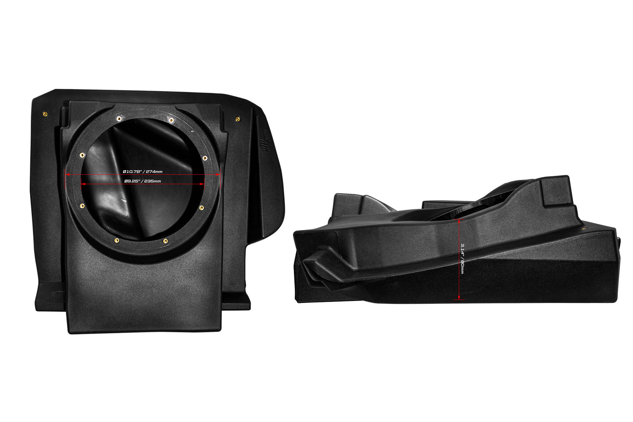 Can-Am® Maverick R 10" Front Driver Subwoofer Enclosure (4-SEAT MODELS) – Unloaded | UTVS-R-ENC-DRIVER-4F