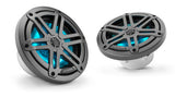 JL Audio 6.5-inch (165 mm) Marine Coaxial Speakers, Gray Metallic Sport Grilles with RGB LED Lighting