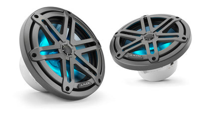 JL Audio 7.7-inch (196 mm) Marine Coaxial Speakers, Gray Metallic Sport Grilles with RGB LED Lighting