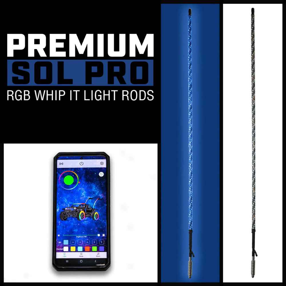 SOL PRO: Premium Bluetooth RGB LED Whips - Illuminate the Night with S –  Trail Star Audio