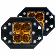 Heretic Quattro Flush Mount Amber LED Pod Light- Pair Pack